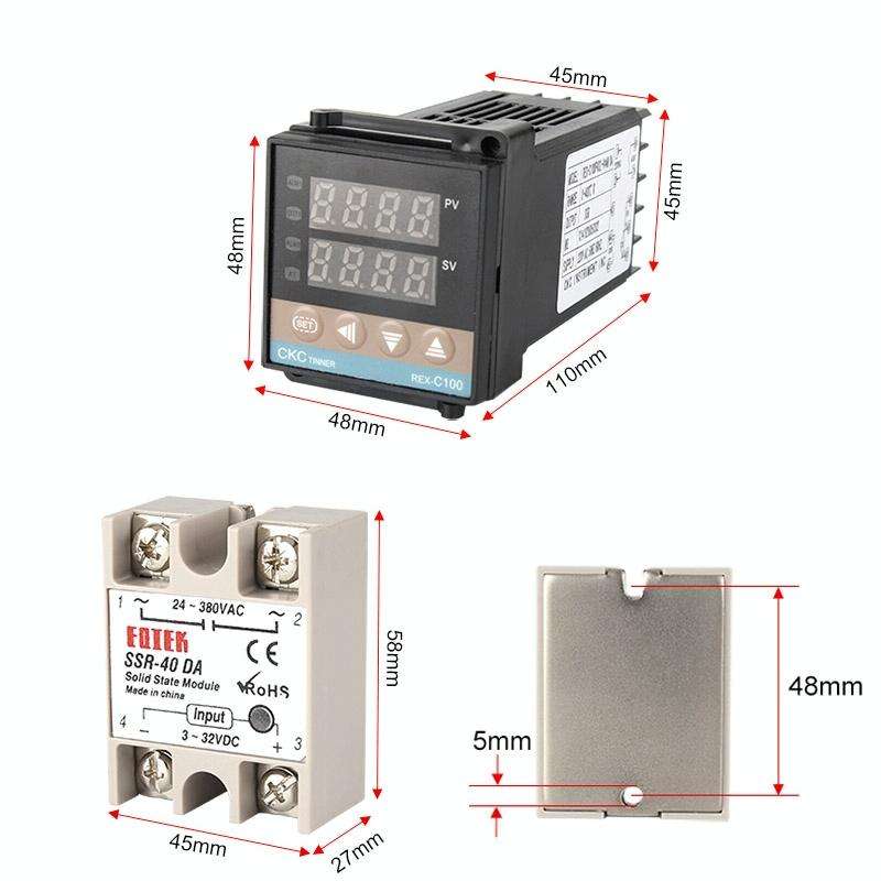 REX-C100 Thermostat + Thermocouple + SSR-60 DA Solid State Module Intelligent Temperature Control...