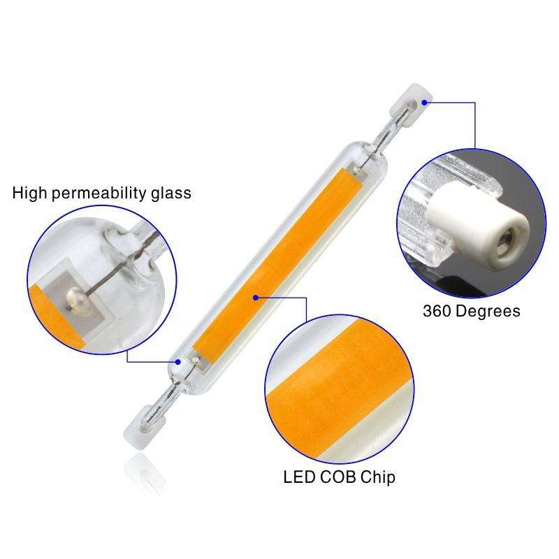 118mm 20W R7S LED COB Dimmer Glass Lamp Double-end Horizontal Plug-in Light(220v Natural White Li...