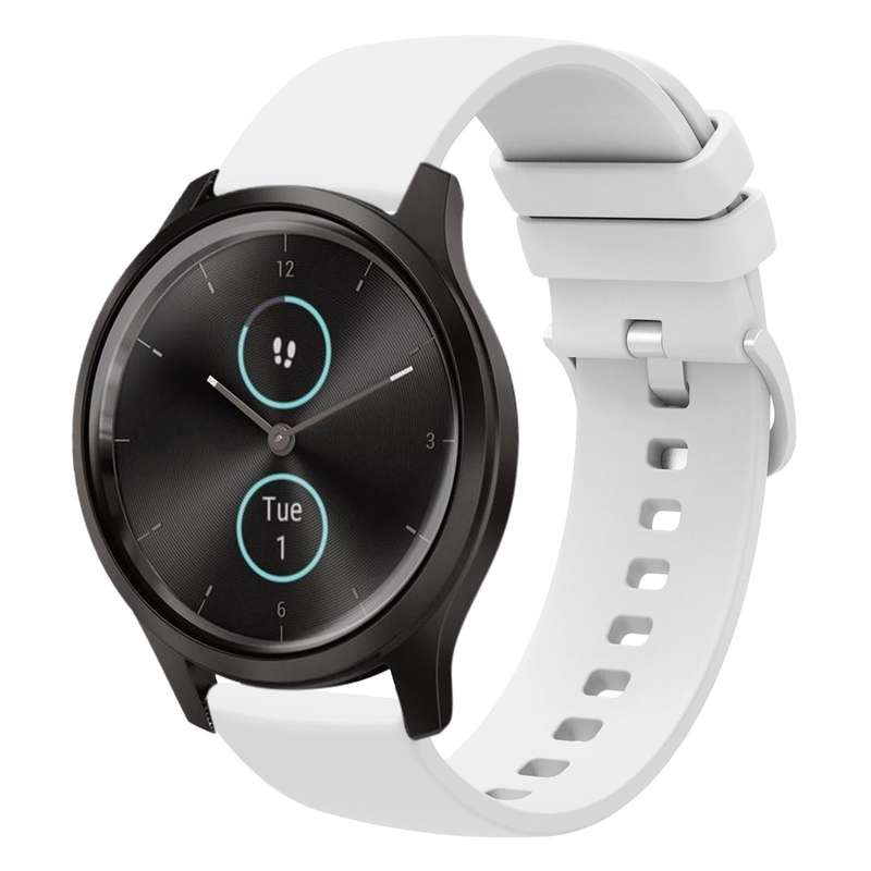For Garmin VivoMove Style 20mm Solid Color Soft Silicone Watch Band(White)