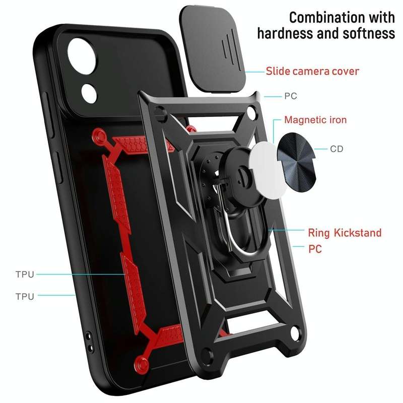 For Samsung Galaxy A03 Core Sliding Camera Cover Design TPU+PC Phone Case(Black)