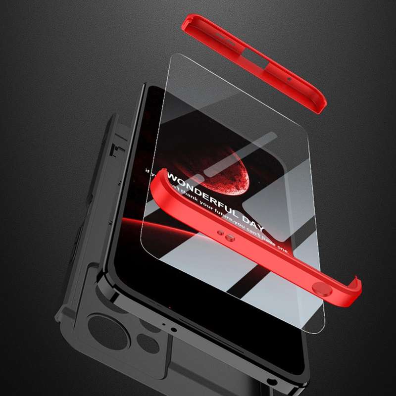 For Xiaomi Redmi Note 12 4G GKK Three Stage Splicing Full Coverage PC Phone Case with Stand(Blue)