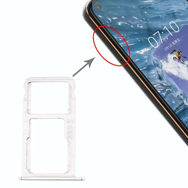 SIM Card Tray + SIM Card Tray / Micro SD Card Tray for Nokia  X7 / 8.1 / 7.1 Plus / TA-1131(Silver)