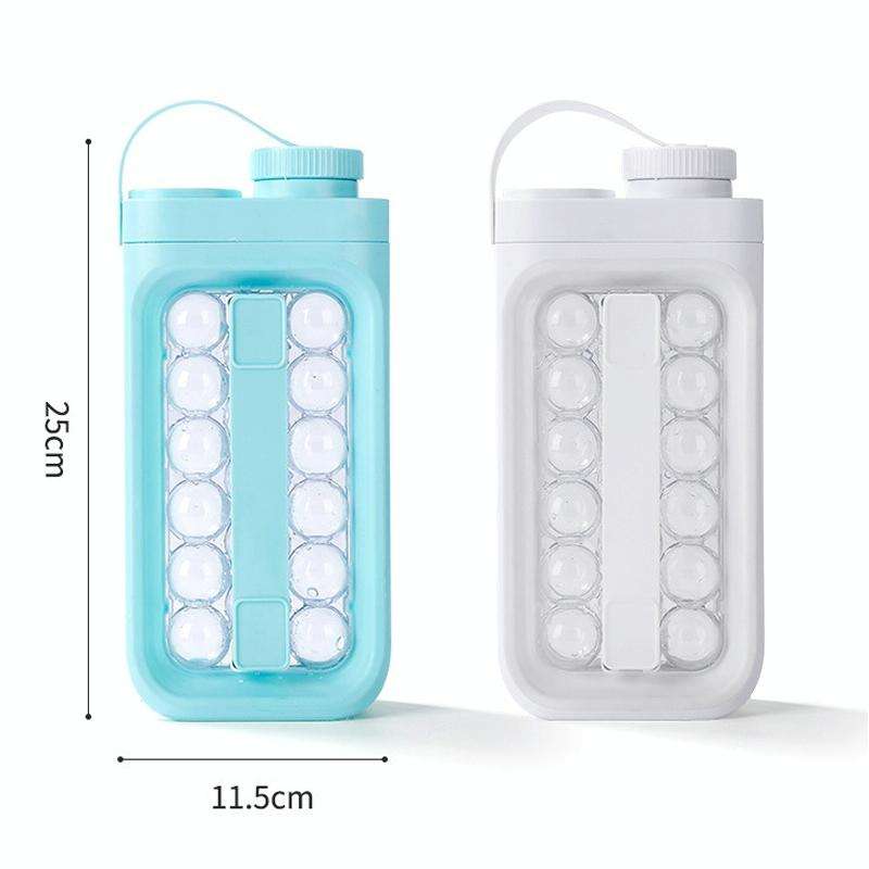 2-in-1 Portable Ice Ball Cold Kettle Silicone Ice Cube Mold Frozen Ice Cube Box(White)