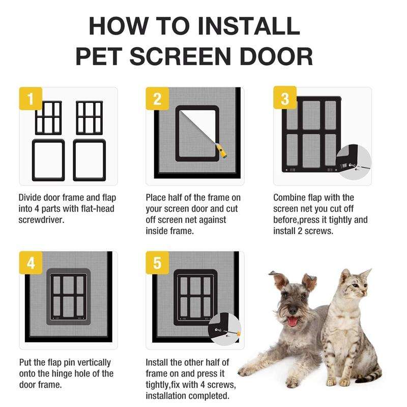 34cmx 44cm Pet Window Door Dog Cat Cave Anti-mosquito Pet Lattice Door(Black)