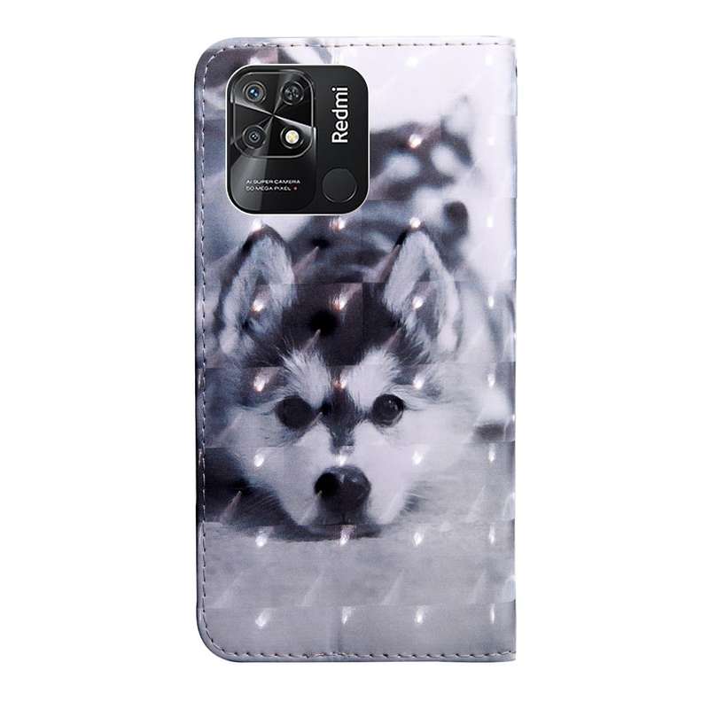 For Xiaomi Redmi 10C Global 3D Painted Pattern Leather Phone Case(Husky)