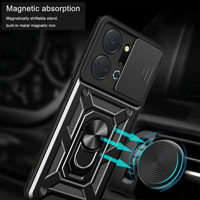 For Honor X7a 5G Sliding Camera Cover Design TPU+PC Phone Case(Black)