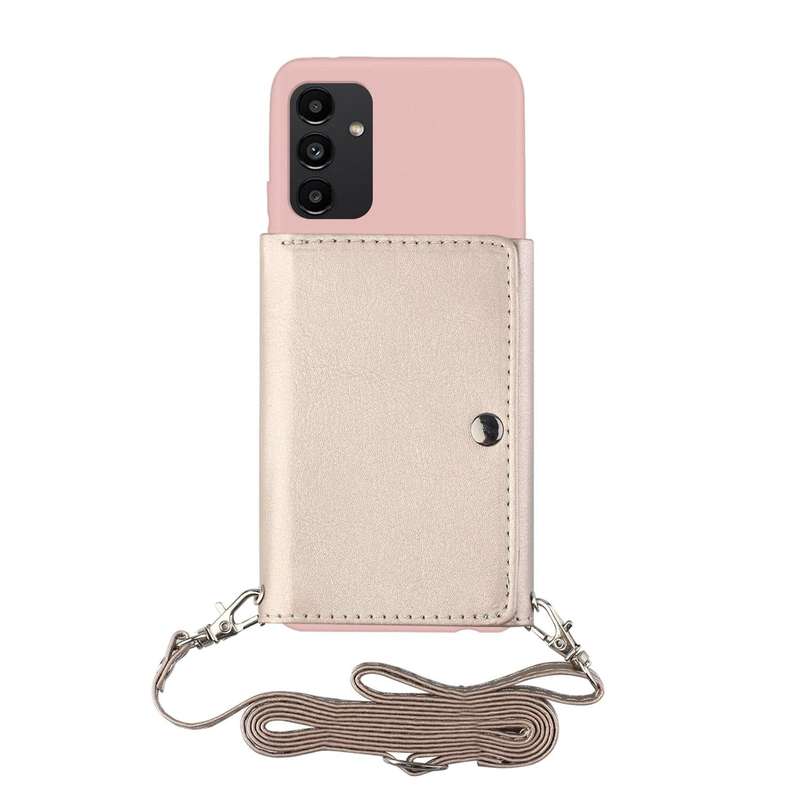 For Samsung Galaxy A54 5G Crossbody Lanyard Wallet Card Bag Phone Case(Pink)