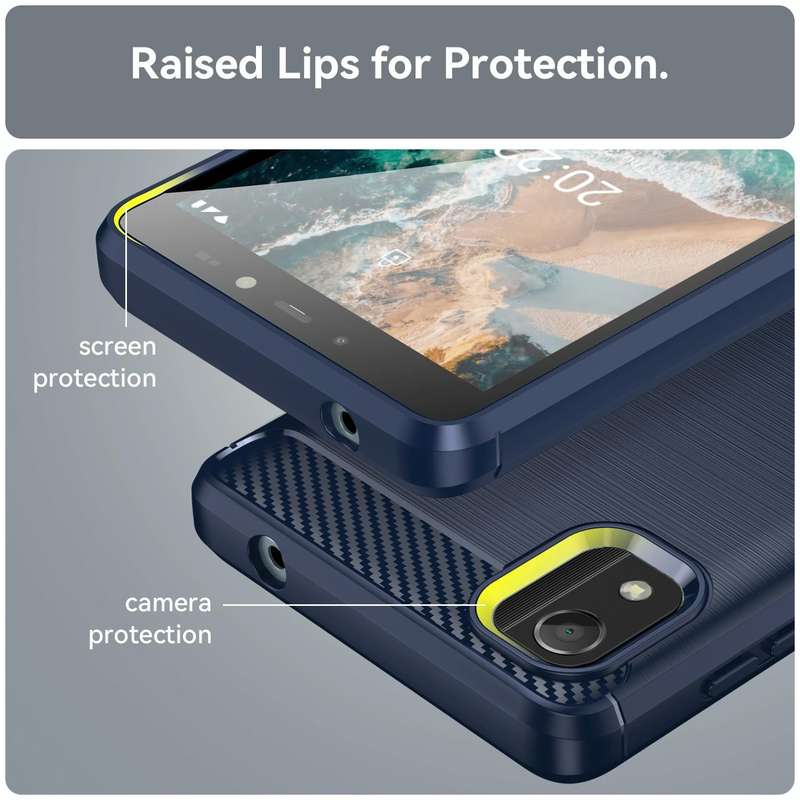 For Nokia C2 2nd Edition Brushed Texture Carbon Fiber TPU Phone Case(Blue)