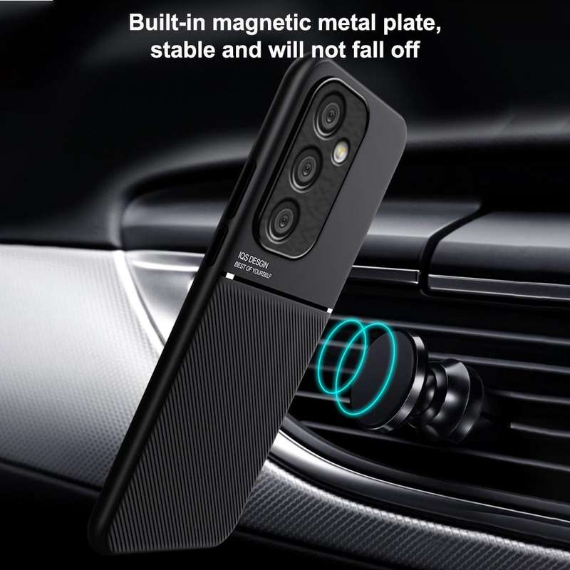 For Samsung Galaxy A35 5G Classic Tilt Strip Grain Magnetic Shockproof PC + TPU Phone Case(Black)