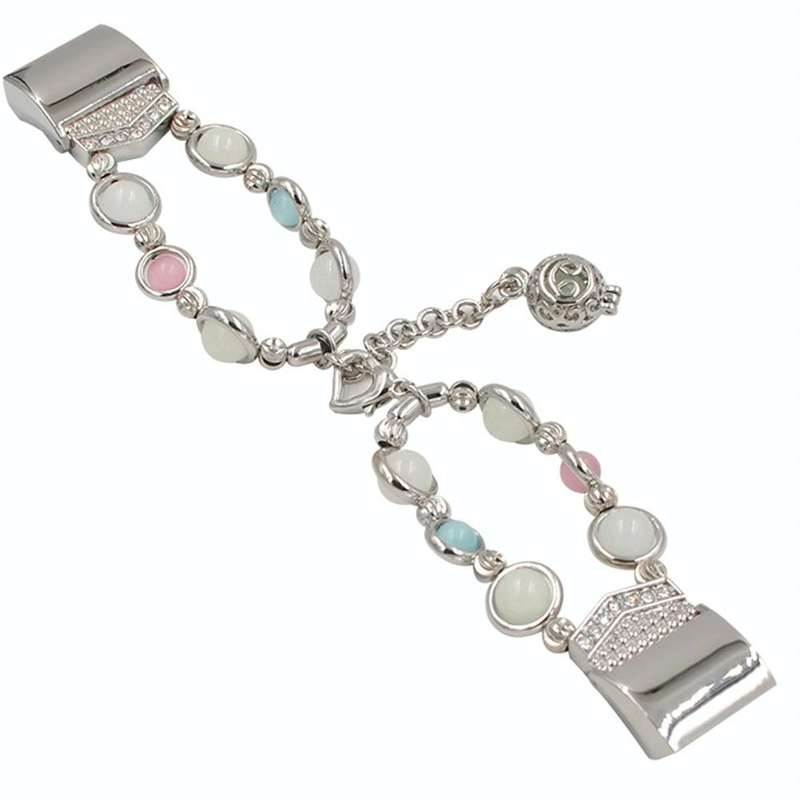 For Fitbit Charge 5 Agate Luminous Bead Steel Watch Band(Silver)
