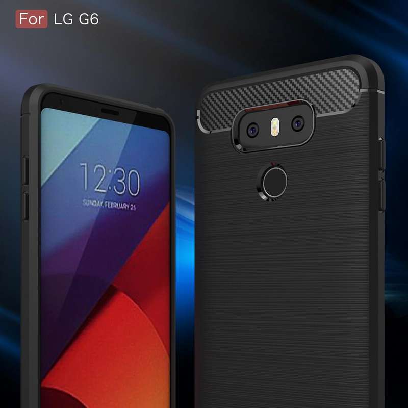 For LG G6 Brushed Carbon Fiber Texture Shockproof TPU Protective Cover Case (Blue)
