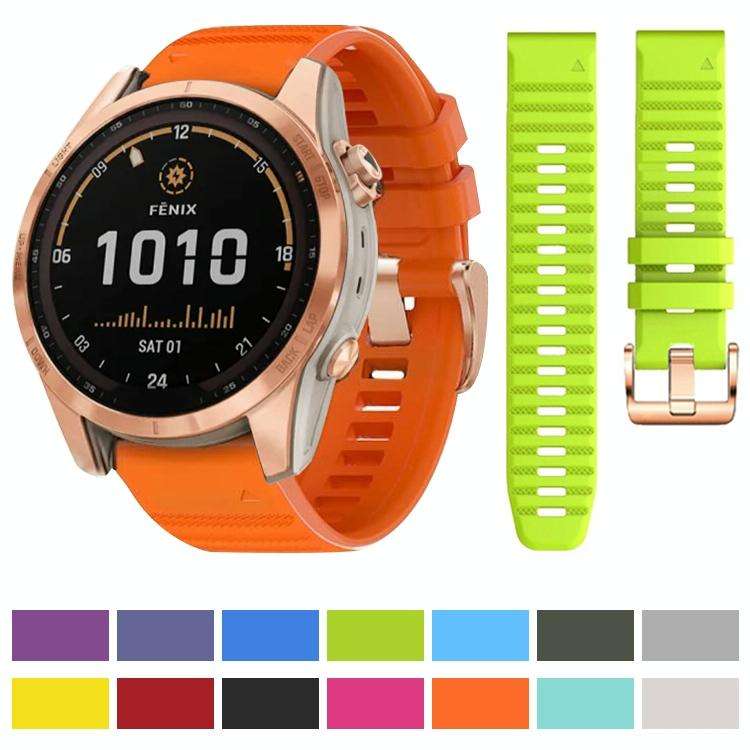 For Garmin Fenix 7S / 6S Pro / 5S Plus 20mm Rose Gold Buckle Quick Release Silicone Watch Band(Pu...