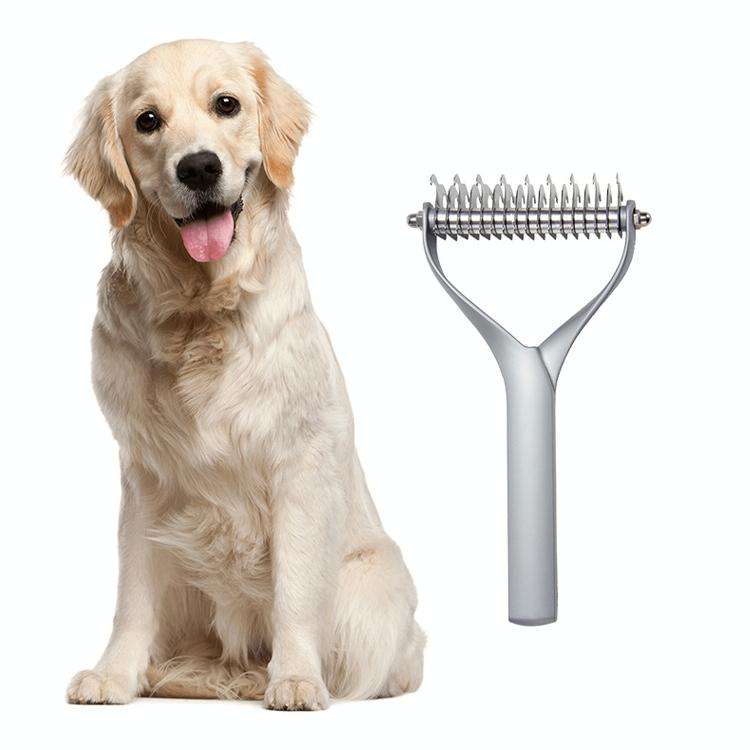 Pet Comb Zinc Alloy Double-Sided Cat Dog Cleaning Beauty Hair Removal Comb, Specification: Silver...