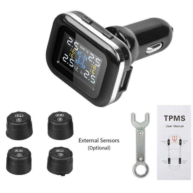 Q3 Mini Cigarette Lighter Car Wireless Tire Pressure Monitoring System TPMS Car Temperature Volta...