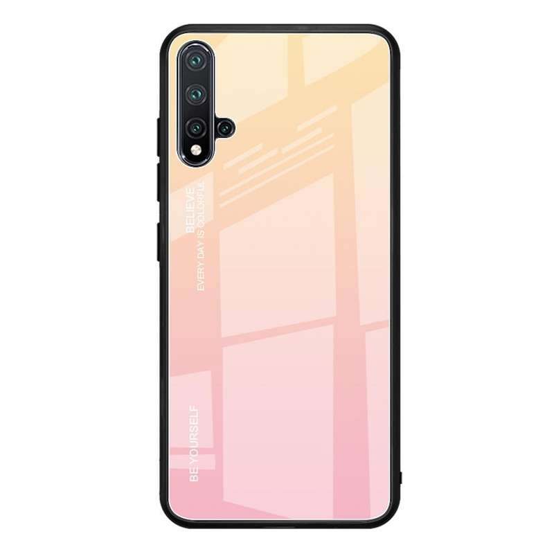 For Huawei Nova 5 / Nova 5 Pro Gradient Color Glass Case(Yellow)