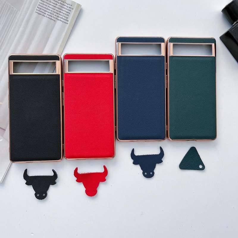 For Google Pixel 6 Pro Genuine Leather Luolai Series Nano Electroplating Phone Case(Dark Green)