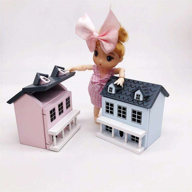 Dollhouse 1:12 Mini House Cute Pocket Villa(Blue)