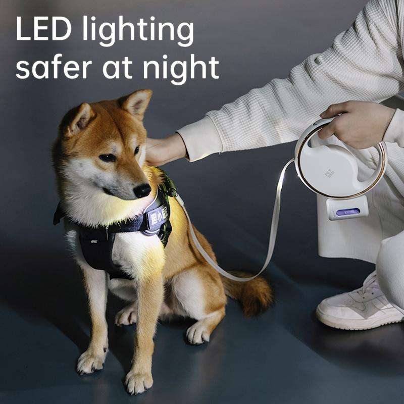 S62 Small and Medium Dog with Light Automatic Retractable Dog Leash, Length: 3m (White)