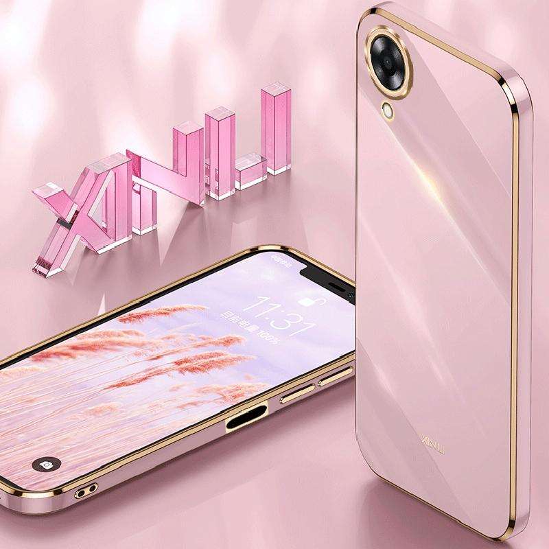 For OPPO A17k XINLI Straight 6D Plating Gold Edge TPU Phone Case(Cherry Purple)