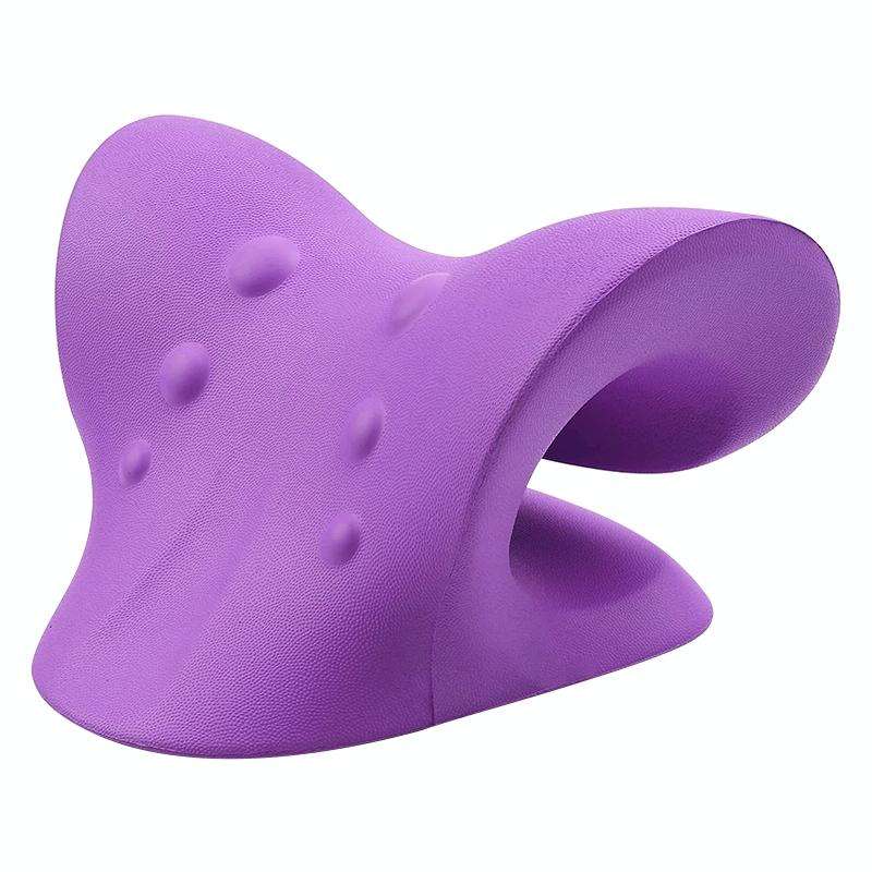 Neck Shoulder Stretcher Relaxer Cervical Chiropractic Traction Device Pillow (Purple)