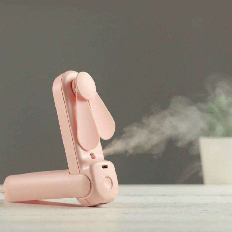 Portable Handheld Multifunction Fold Spray Fan Mini Electric Fan(Girl Pink)