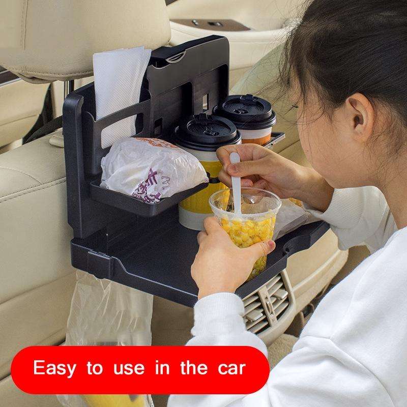 Car Seat Back Sundries And Beverage Storage Tray(Black)