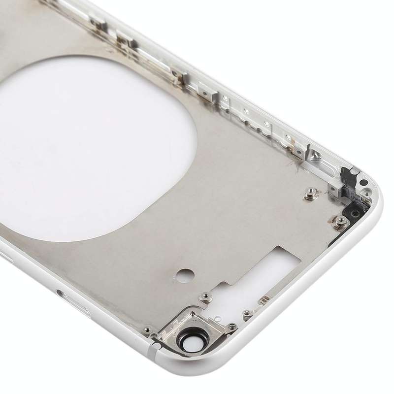 Transparent Back Cover with Camera Lens & SIM Card Tray & Side Keys for iPhone 8 (White)