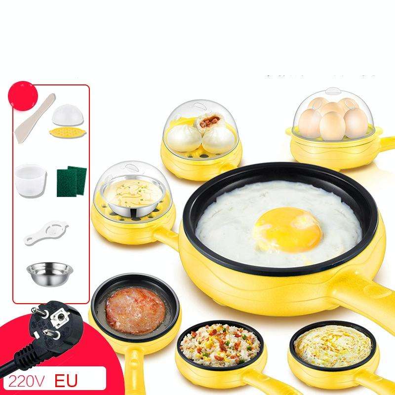 350W Electric Egg Omelette Cooker Frying Pan Steamer Cooker,EU Plug,Style: Double Layer Set Pink