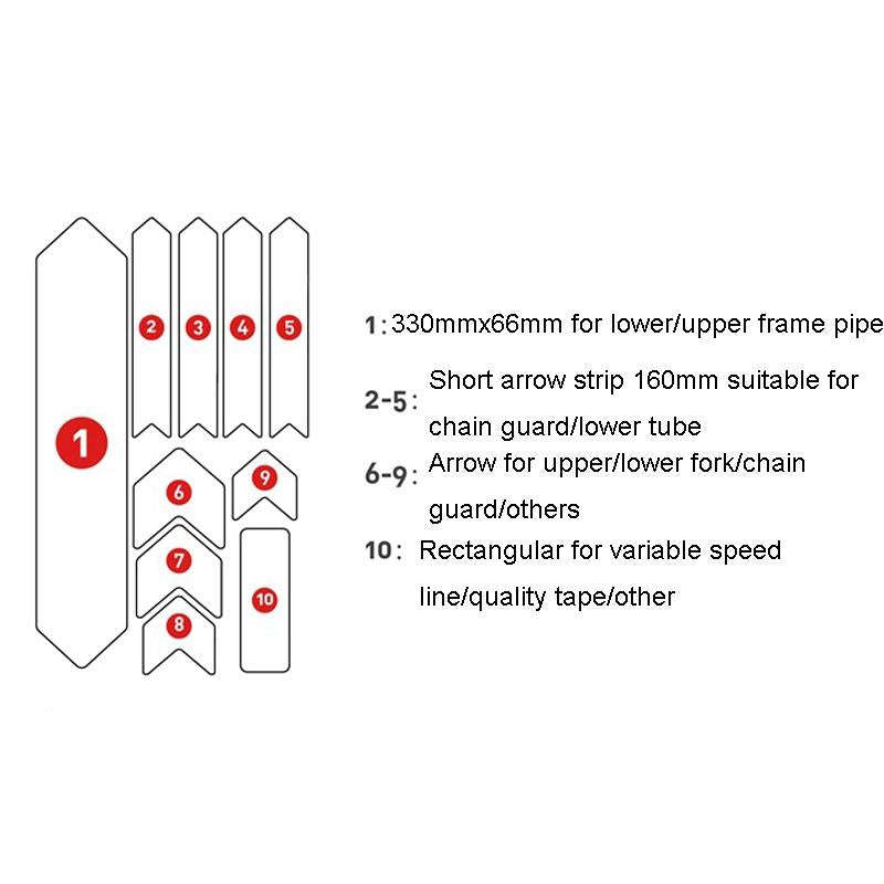 ENLEE 10pcs /Set Mountain Bike Frame Anti-Scratch Sticker Waterproof Protective Film For Cycling ...
