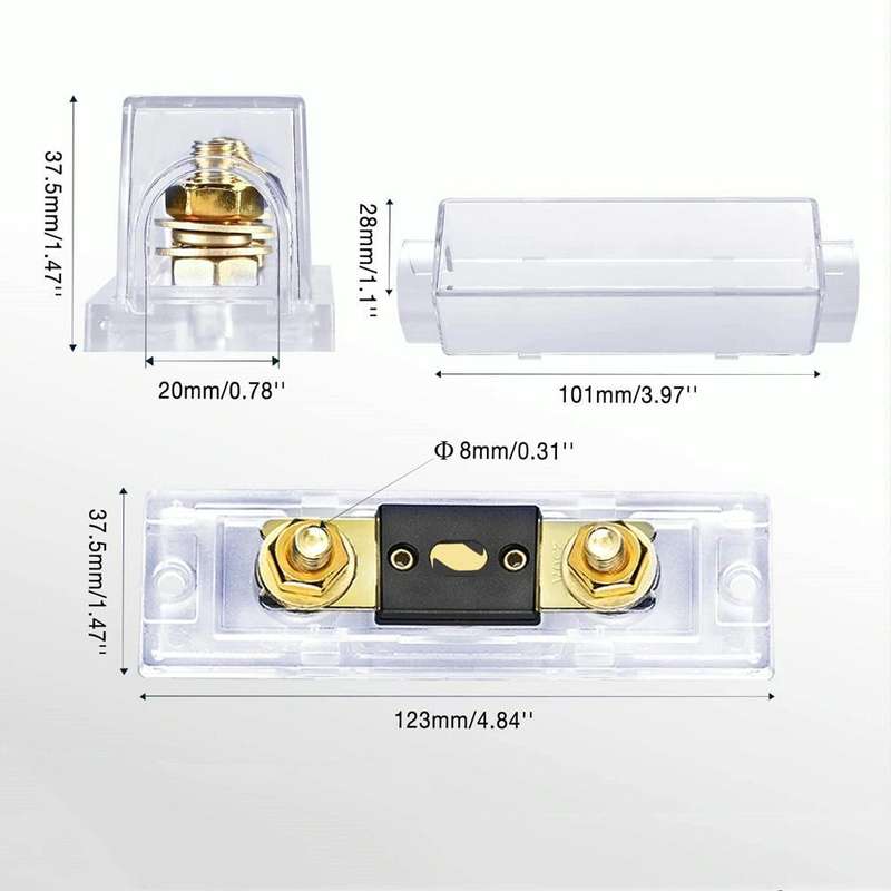 2 in 1 ANL Car Fuse Holder Electrical Protection Insulating Cover, Current:400A