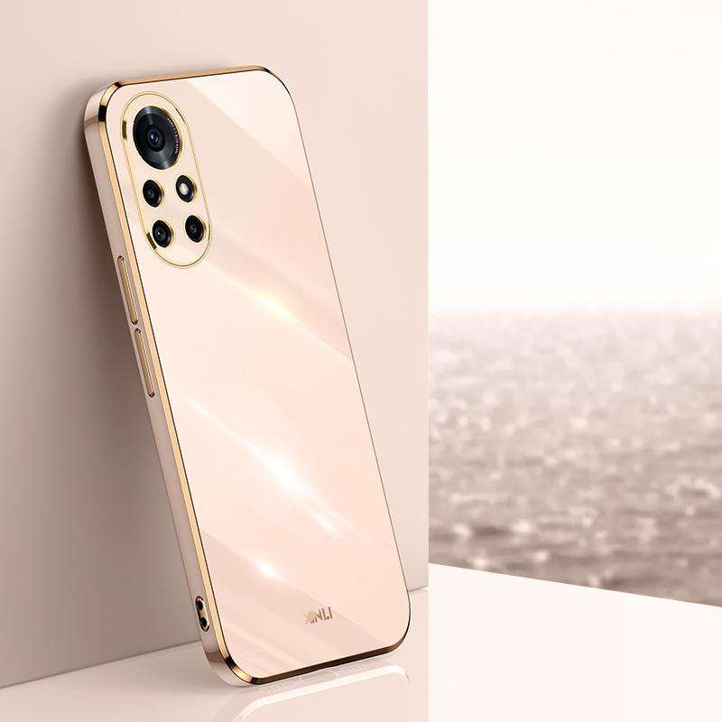 For Huawei nova 8 Pro 5G XINLI Straight 6D Plating Gold Edge TPU Shockproof Case(Pink)