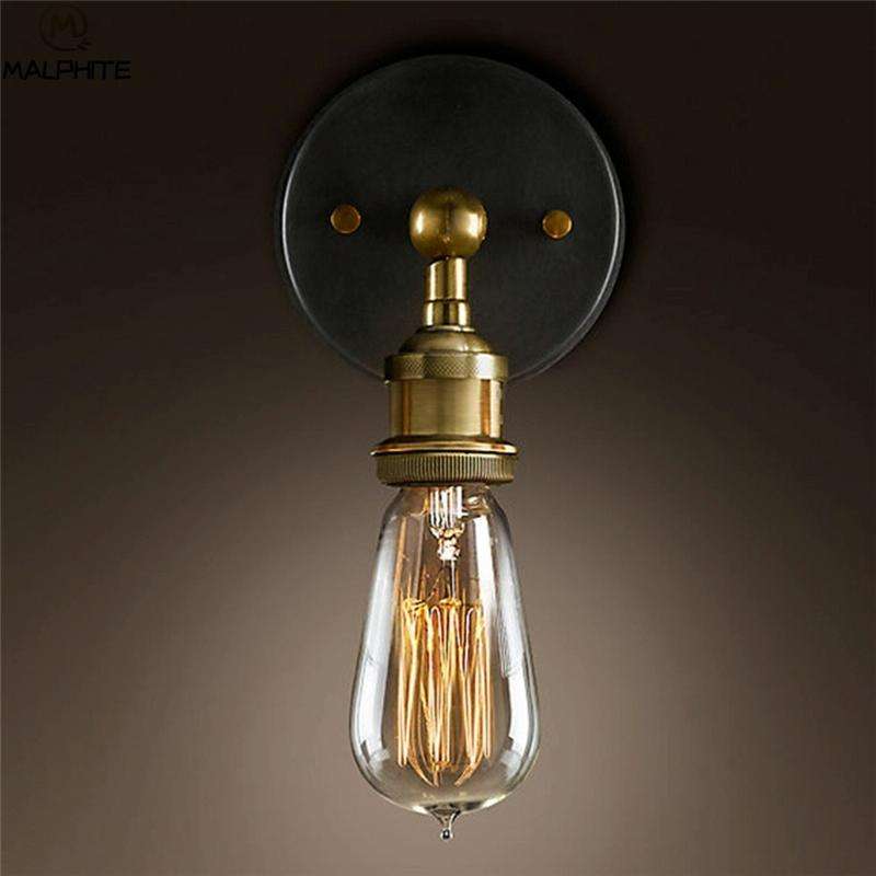 40W Vintage Wrought Iron Industrial Home Decoration Lighting Single Head Wall Lamp without Bulbs