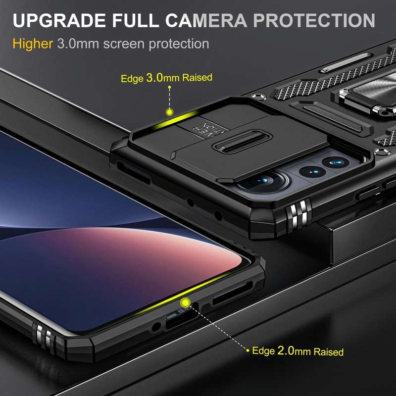 For Xiaomi 12 Pro Armor PC + TPU Camera Shield Phone Case(Black)