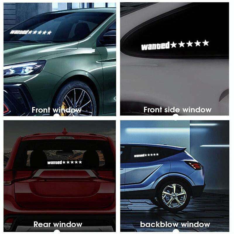 EL Luminous Car Stickers Cold Light Car Stickers Car Luminous Pattern Decoration(Wanted White)