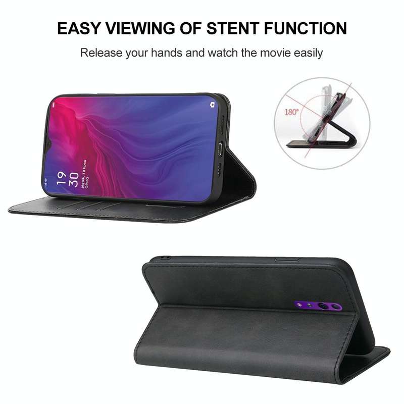 For OPPO Reno Z Magnetic Closure Leather Phone Case(Black)