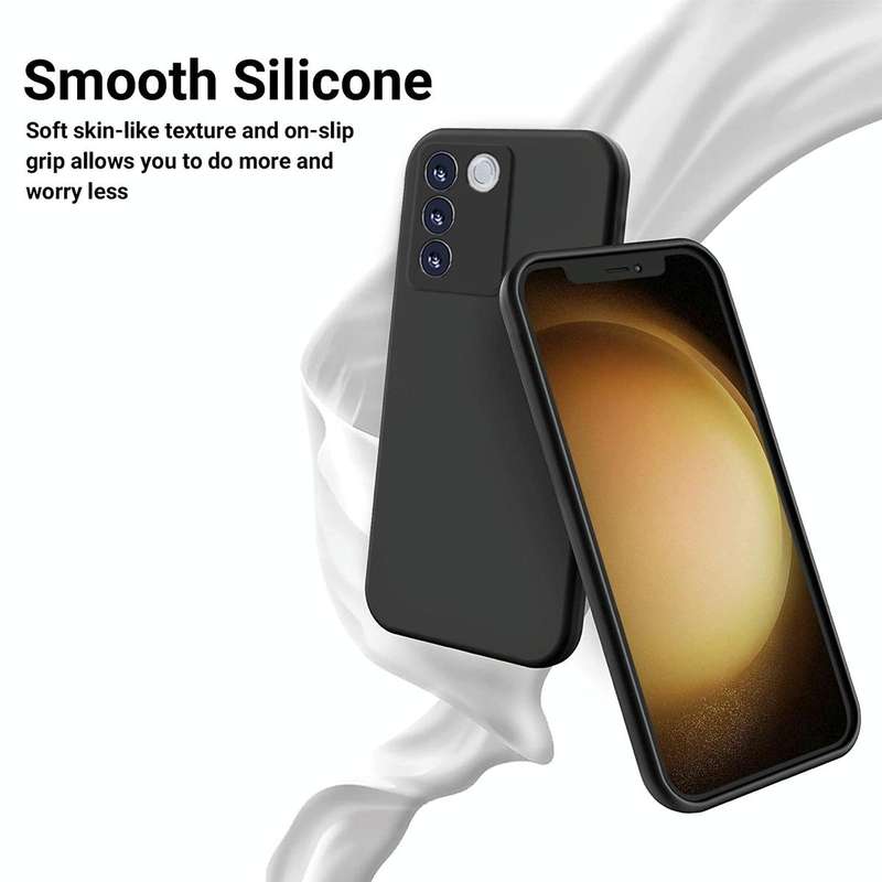 For vivo V27 / V27 Pro / S16 / S16 Pro Pure Color Liquid Silicone Shockproof Phone Case(Black)