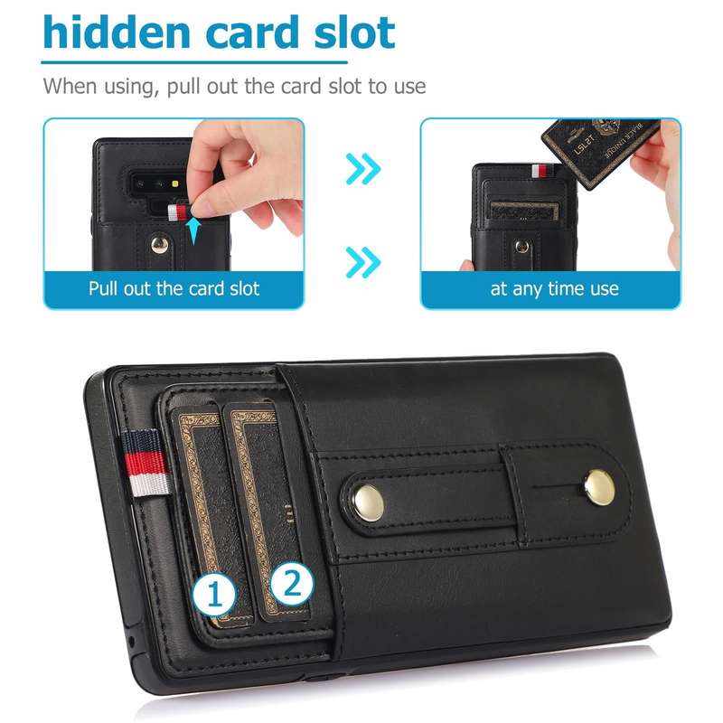 For Samsung Galaxy Note9 Wristband Kickstand Wallet Leather Phone Case(Black)