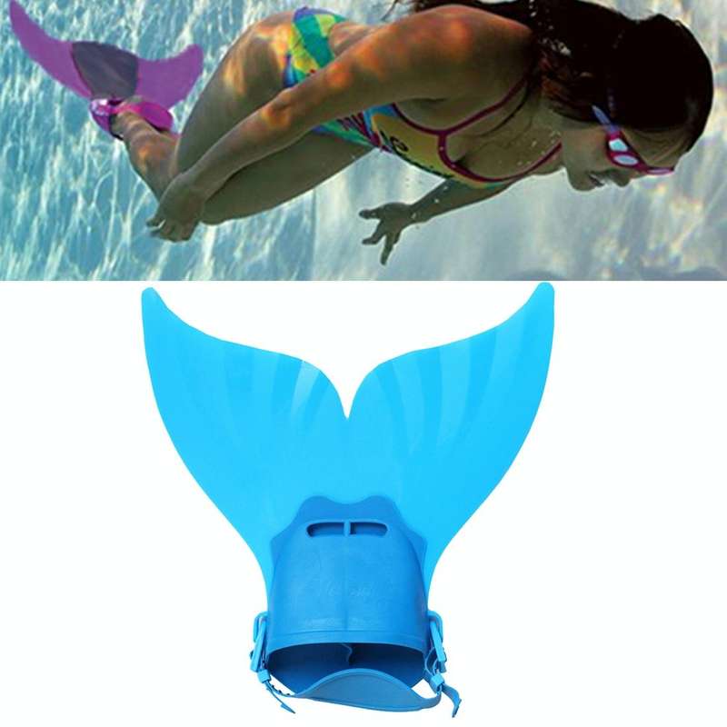 Mermaid Swim Fin Adjustable Diving Monofin Swimming Foot Flipper for Kids (Blue)