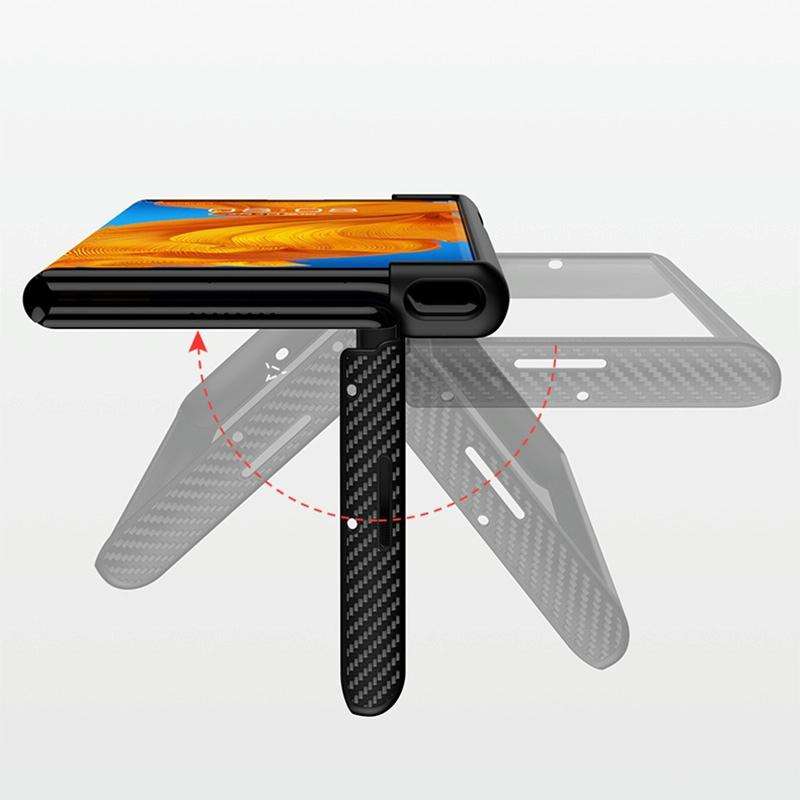 For Huawei Mate Xs GKK Foldable Protective Leather Case + Screen Protector with Holder(Carbon Fiber)