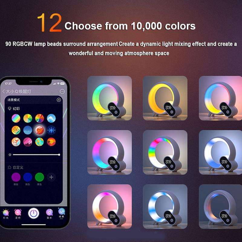 Multi-Functional RGBW Atmosphere Light Bluetooth Speaker Sunrise Wake-Up Lamp Digital Display Ala...