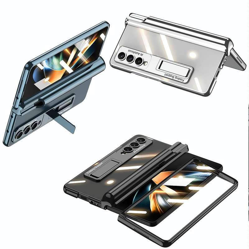 For Samsung Galaxy Z Fold4 GKK Magnetic Fold Hinge Shockproof Phone Case with Pen Slots(Black)