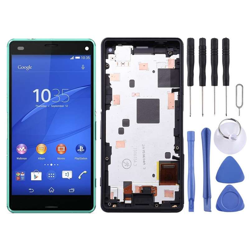 OEM LCD Screen for Sony Xperia Z3 Mini Compact Digitizer Full Assembly with Frame(Green)