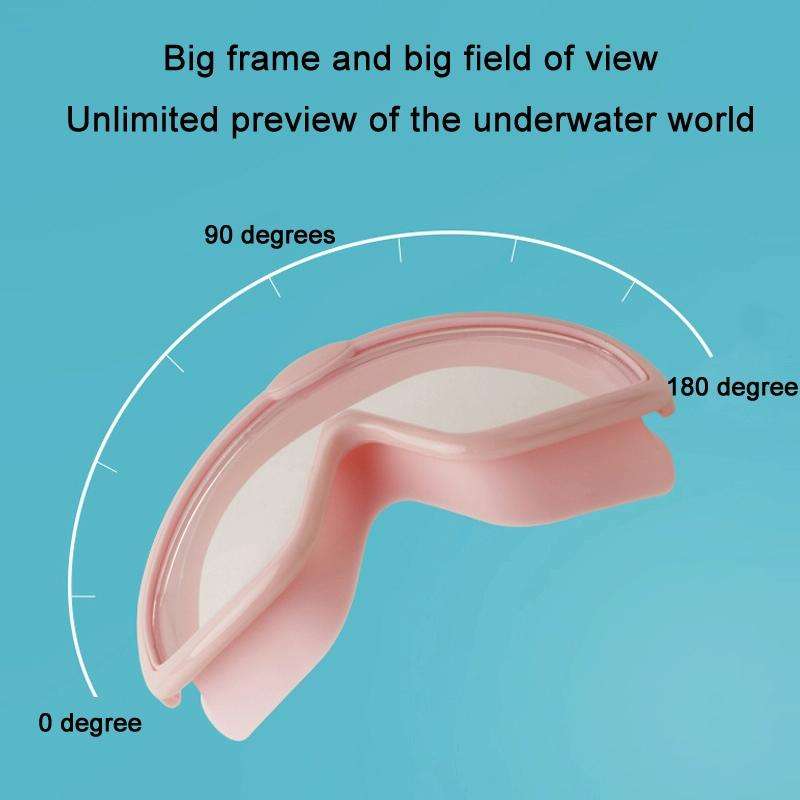 Children Anti-fog Large Frame Swimming Goggles With Conjoined Earplugs(White)