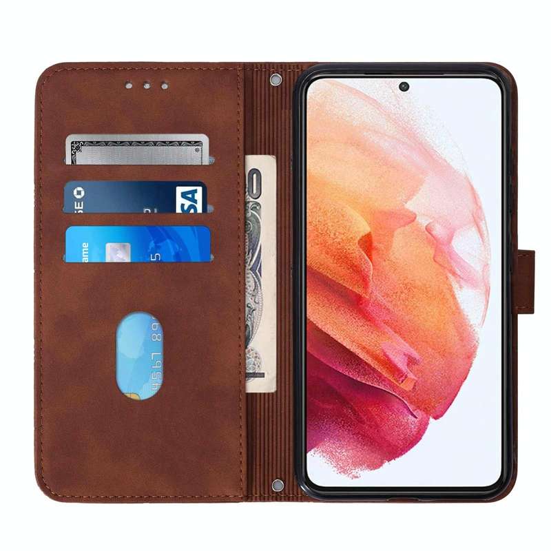 For Samsung Galaxy S21 5G Crossbody 3D Embossed Flip Leather Phone Case(Brown)