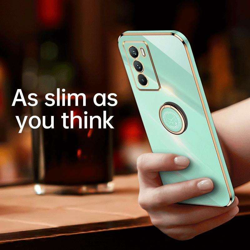 For vivo Y33s Global XINLI Straight Edge 6D Electroplate TPU Phone Case with Ring Holder(Cherry P...