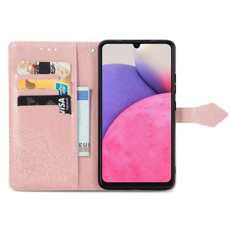 For Samsung Galaxy A33 5G Mandala Flower Embossed Leather Case(Rose Gold)