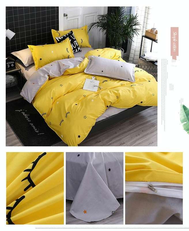 Bedding Set Luxury Family Set Sheet Duvet Cover Pillowcase, Size:2.2m Four-piece bedsheet(Eyelash...