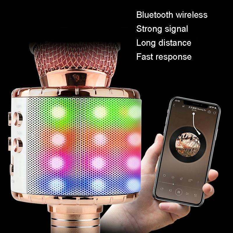 WS-858L LED Light Flashing Wireless Capacitance Microphone Comes With Audio Mobile Phone Bluetoon...