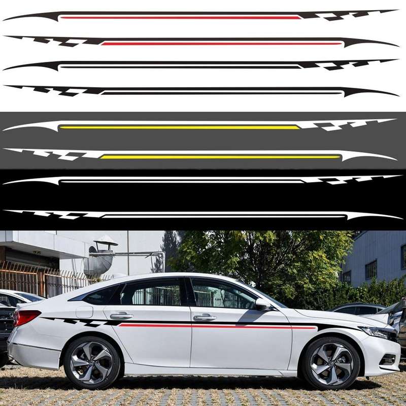 2 PCS/Set D-934 Waistline Pattern Car Modified Decorative Sticker(White)
