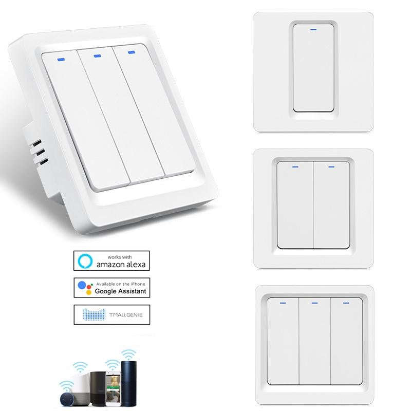 Tuya ZigBee Smart Single-fire Zero-fire Sharing Switch Phone Control Voice Panel EU Plug, Spec: 3...